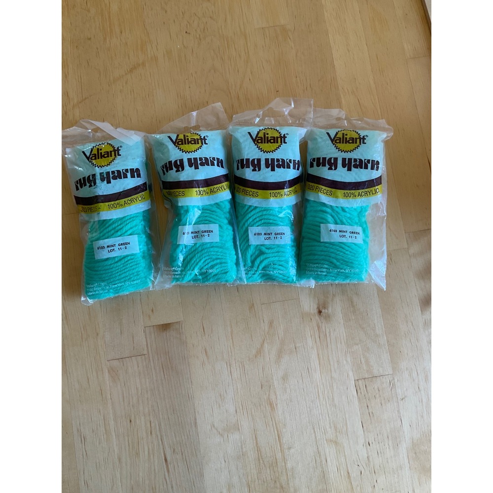 Valiant Rug Yarn Mint Green 6103 Lot 11-2 100%‎ Acrylic 320 Pieces Pack of 4 New